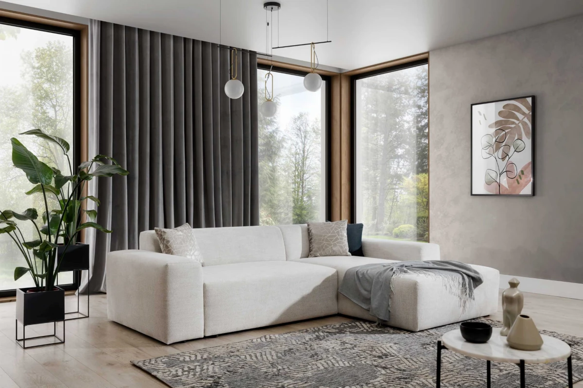 Wygodny Narożnik ZEUS 3 Modułowy 266 cm 2FB+OSB z Funkcją Spania w Salonie