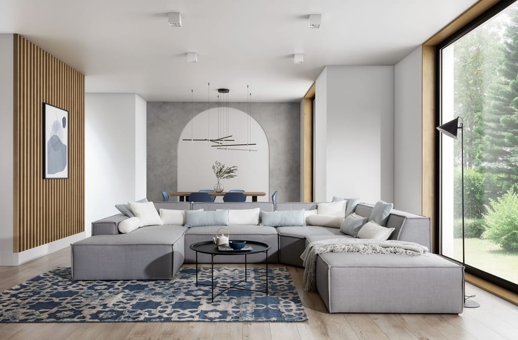 Komfortowy Narożnik XL FONDY 352 cm w Kształcie "U" Modułowy w Salonie