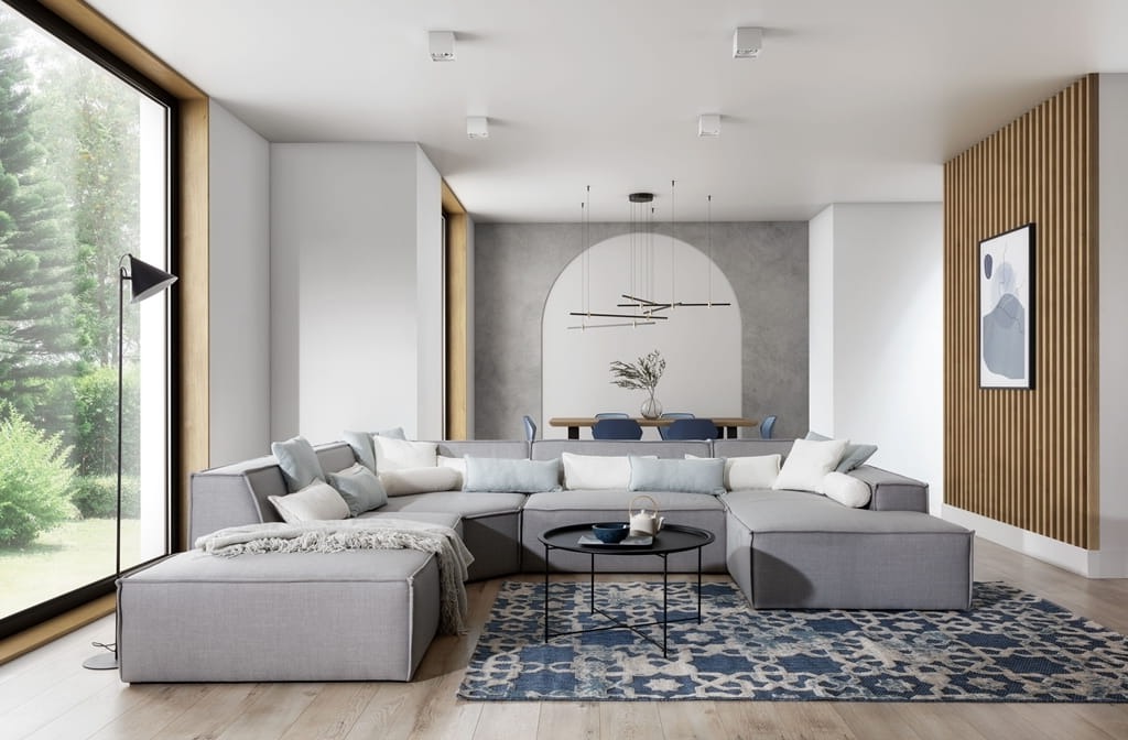 Komfortowy Narożnik XL FONDY 352 cm w Kształcie "U" Modułowy w Salonie