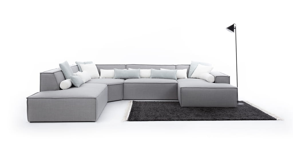 Prawostronny Modułowy Narożnik XL FONDY 352 cm w Kształcie "U" w  Minimalistycznej Aranżacji