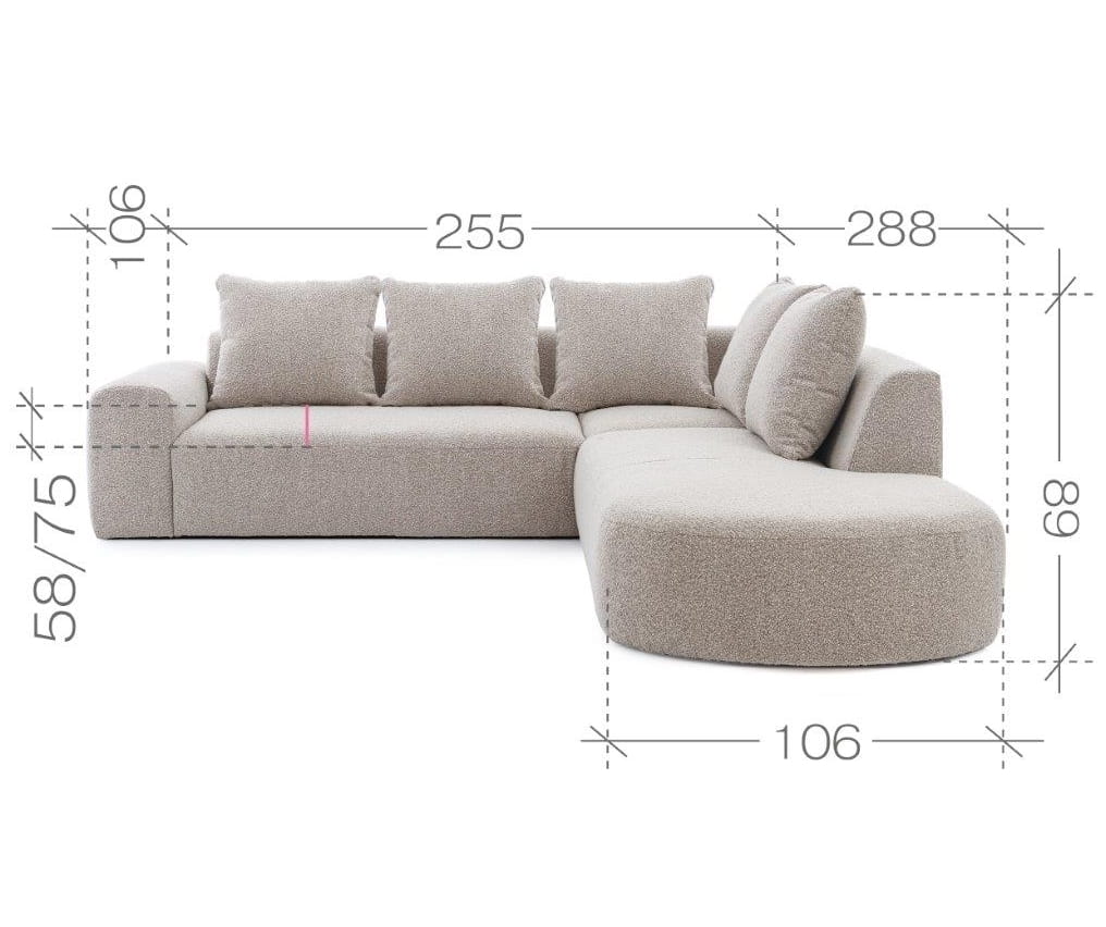 Zdjęcie Wymiarów Narożnik ARES 2 Modułowy 255 cm