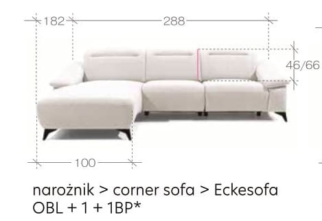 Zdjęcie Wymiarów Modułowy Narożnik GRAPPA MINI