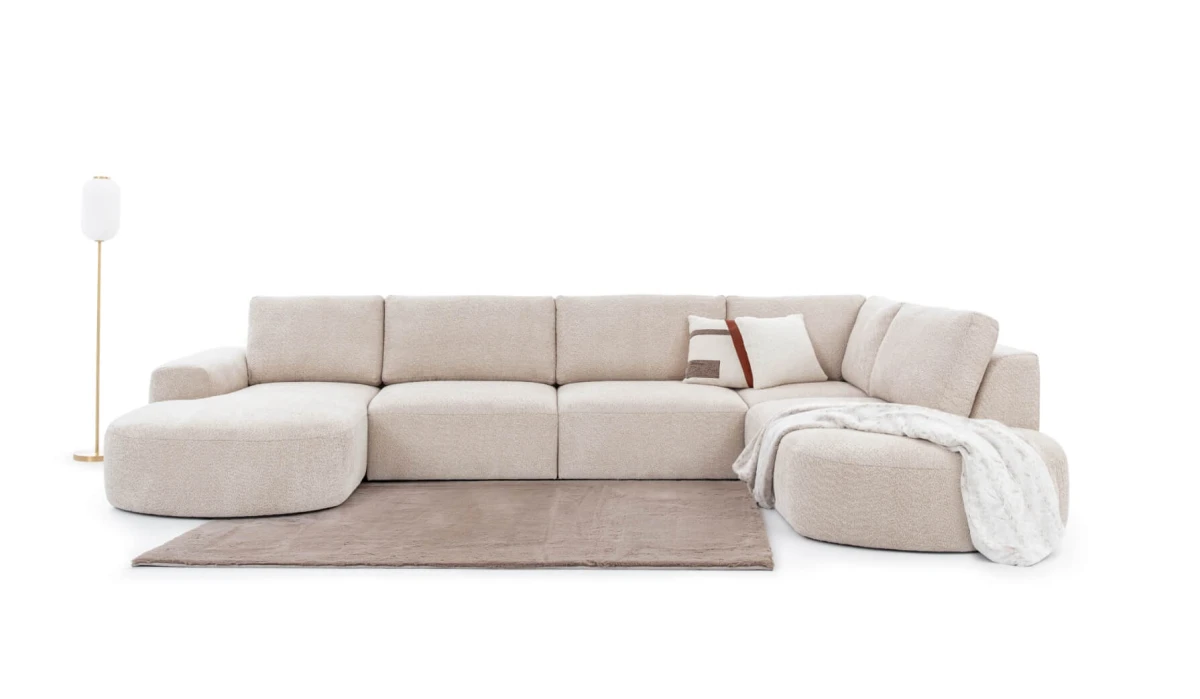 Modułowy Narożnik TOMINO XL 393 cm OL+R+1,5+1,5+OBP w Minimalistycznej Aranżacji