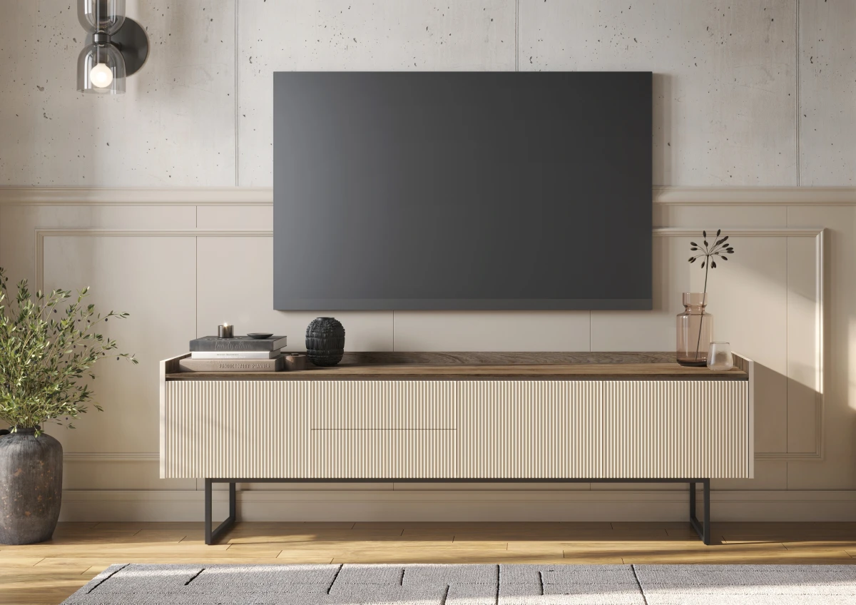 LG6BDC_02a SZAFKA RTV Z OŚWIETLENIEM BEŻOWA DO SALONU ARANŻACJA.jpg