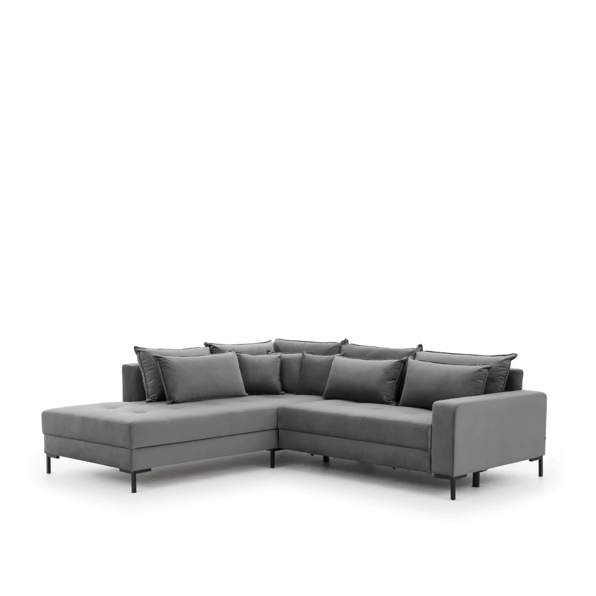 Alzira naroznik - Amor 4318 silver 1 nowoczesny narożnik na wysokich nóżkach pojemnik funkcja spania.jpg
