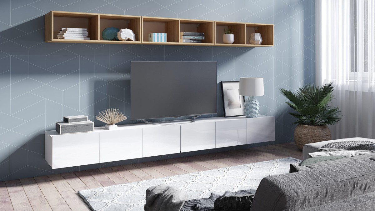 ZESTAW 33 biały-dąb złoty PRESTIŻ ZESTAW MEBLI Do Salonu Meblościanka POKÓJ Szafka Wisząca Uniwersalna RTV Wysoki Połysk.jpg