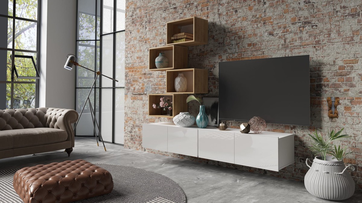 ZESTAW 30 biały-dąb złoty (2) PRESTIŻ ZESTAW MEBLI Do Salonu Meblościanka POKÓJ Szafka Wisząca Uniwersalna RTV Wysoki Połysk.jpg