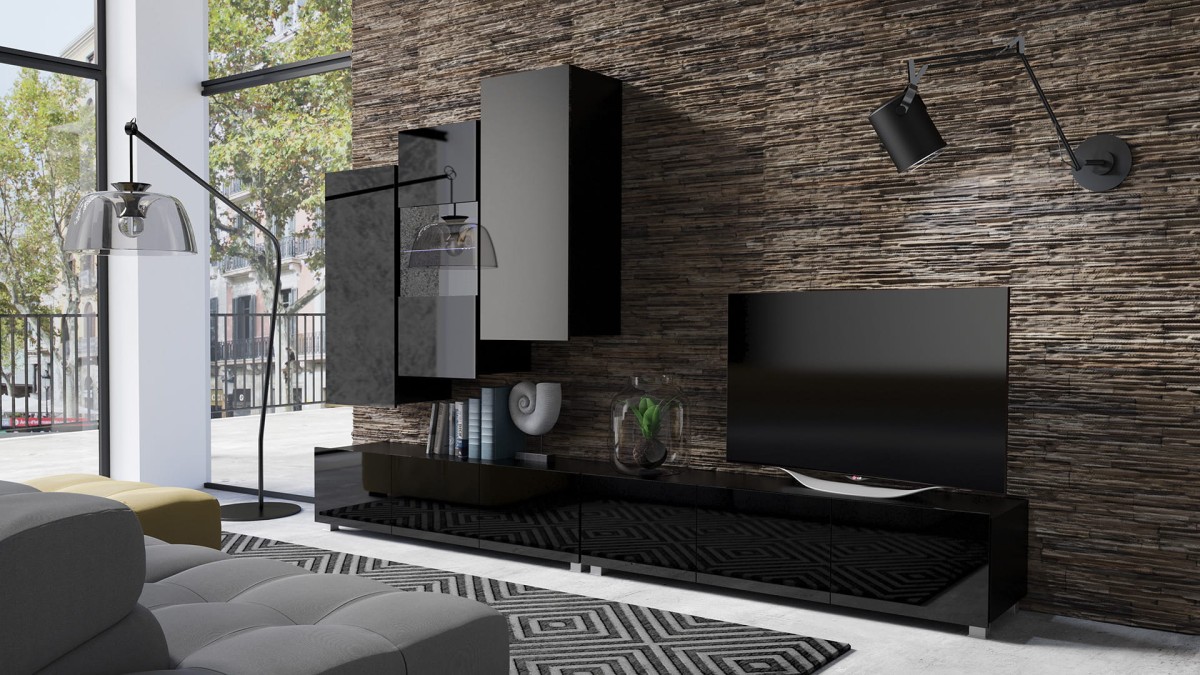 ZESTAW NR 17 PRESTIŻ ZESTAW MEBLI Do Salonu Meblościanka POKÓJ Szafka Wisząca Uniwersalna RTV Wysoki Połysk.jpg