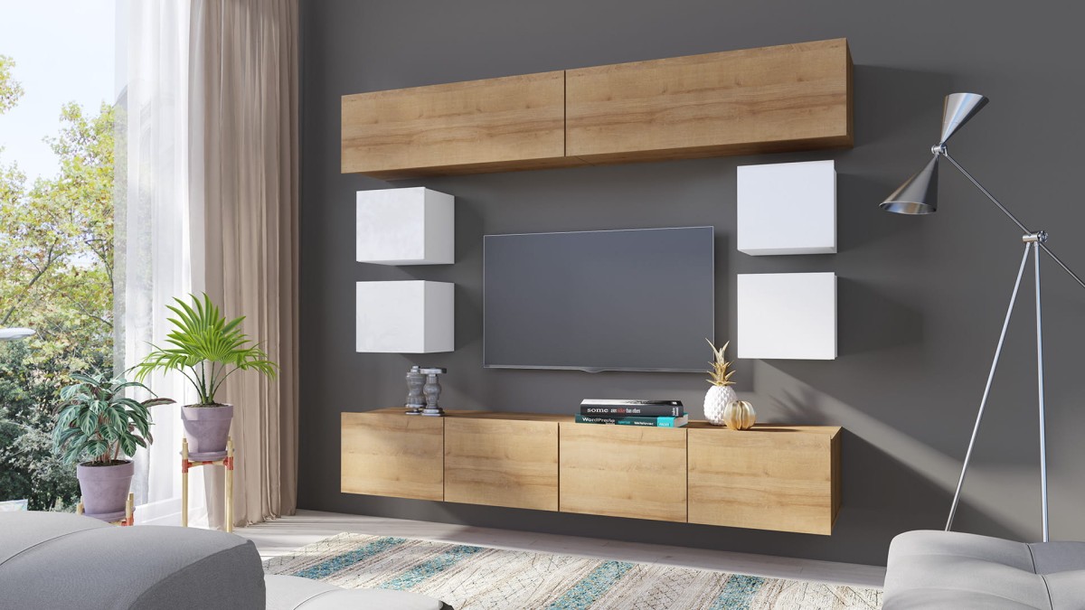 PRESTIŻ ZESTAW MEBLI Do Salonu Meblościanka POKÓJ Szafka Wisząca Uniwersalna RTV Wysoki Połysk ZESTAW NR 16 (4).jpg