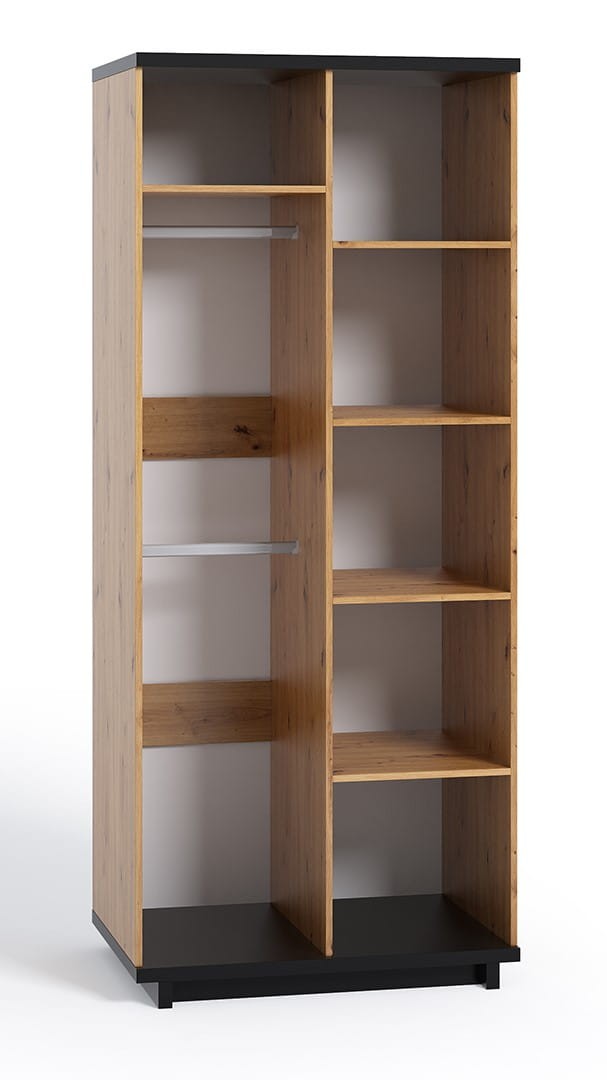 IN SZAFA 2-DRZWIOWA INES Drążek Półki Dąb Artisan Czarna Środek.jpg
