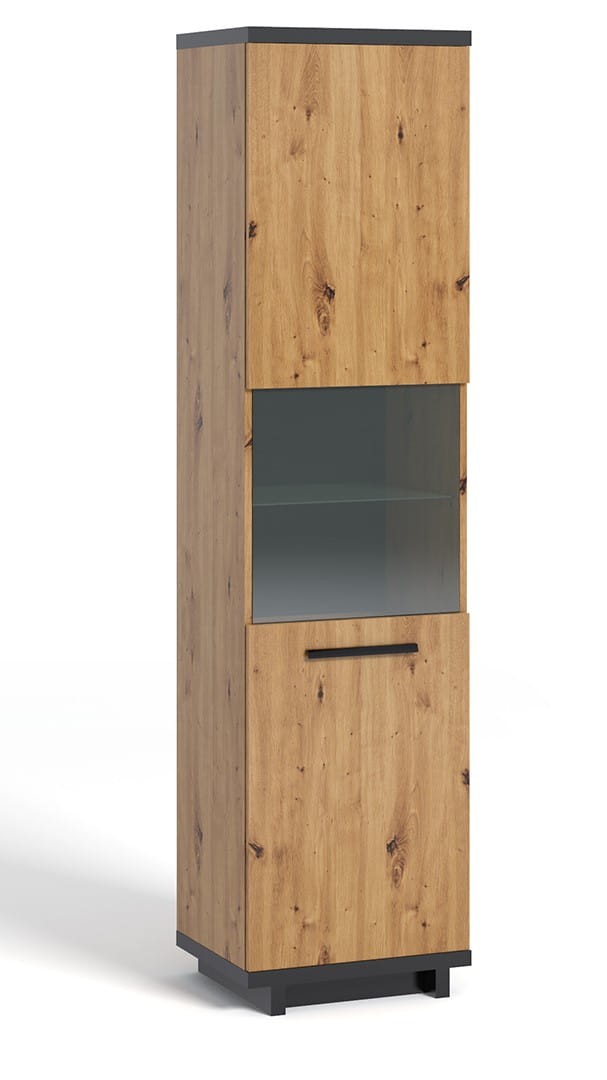 IN WIT 50 Witryna INES Dąb Artisan Czarna Led Waska Wysoka.jpg