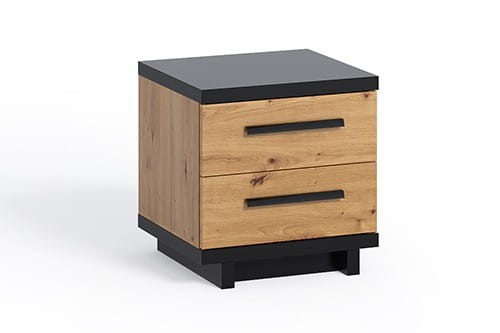 IN Stolik NOCNY INES Szafka 2-Szuflady Dąb Artisan Czarna.jpg