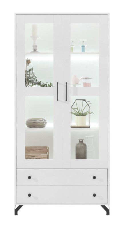 BE_02 BERGEN Witryna Biała Szuflady Duża Szeroka Wysoka Nóżkach Do Salonu Pokoju.jpg