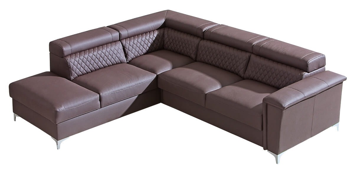 Narożnik GARRY 2 z Pojemnikiem na Pościel oraz Funkcja Spania Nowoczesny Do Salonu Brązowy