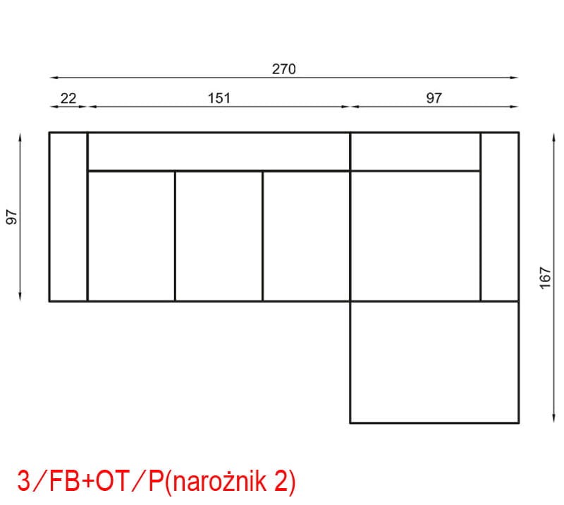 Narożnik Irys 2 Modułowy Funkcja Spania Pojemnik na Pościel Regulowany Zagłowek Wymiary.jpg