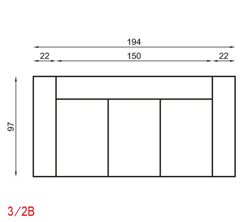 Sofa Kanapa Irys 3 Modułowa Funkcja Spania Regulowany Zagłowek Wymiary.jpg