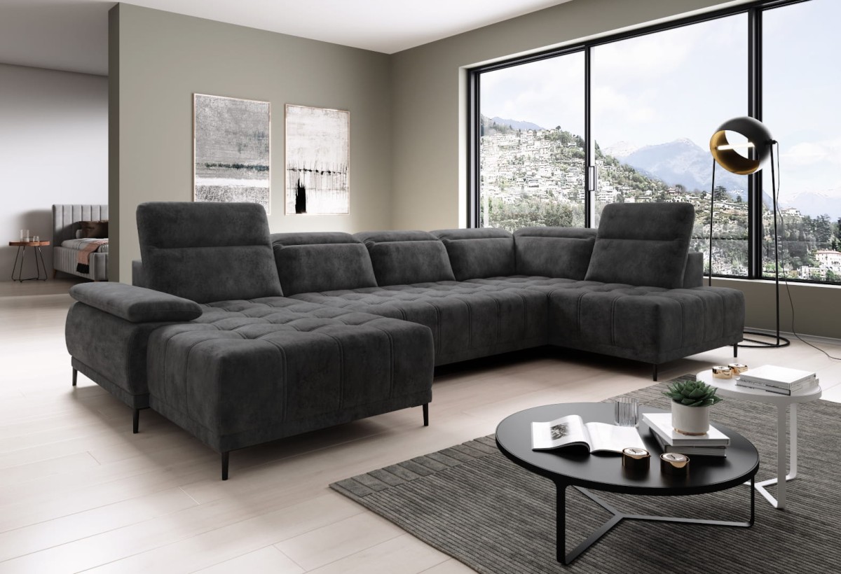 Narożnik FOCUS XL U Elektryczna Regulacja Głębokości Siedziska, Regulowane Zagłówki Do Pokoju Salonu Duży Nowoczesny W Stylu LOFT Wysokie Nóżki Tkanina Harrison 9852 funkcja.jpg