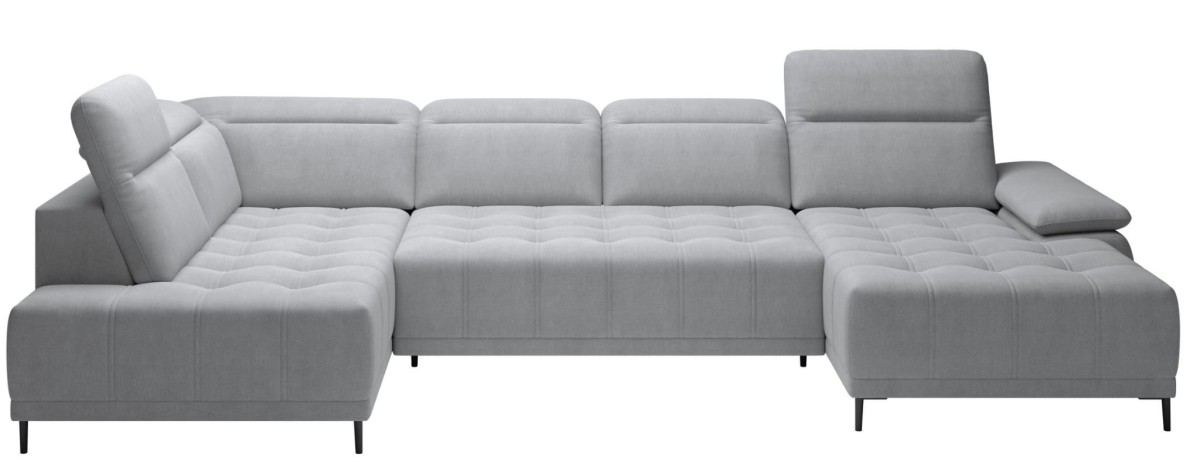 Narożnik FOCUS XL U Elektryczna Regulacja Głębokości Siedziska, Regulowane Zagłówki Do Pokoju Salonu Duży Nowoczesny W Stylu LOFT Wysokie Nóżki Tkanina Alfa 17 funkcja.jpg