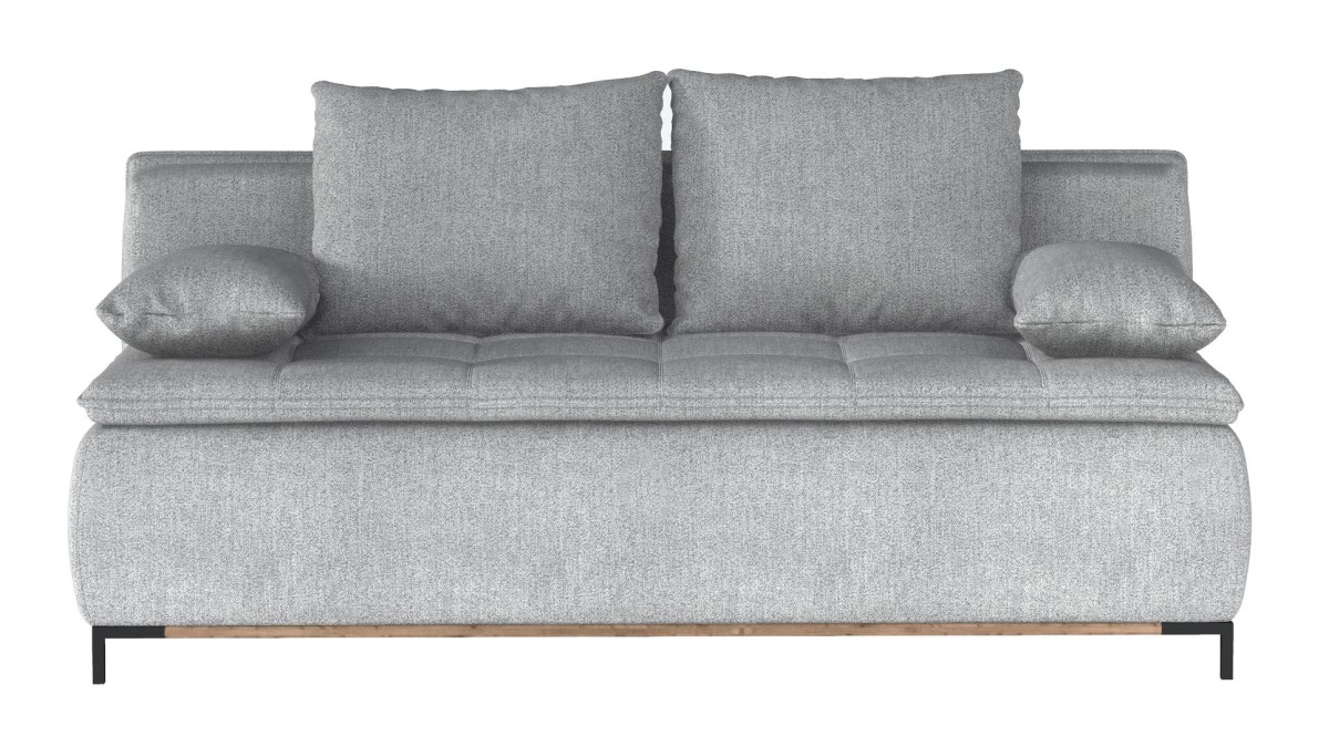 Sofa Sweet z Funkcją Spania i Pojemnikiem na Pościel Luźne Poduszki do Salonu Pokoju Nowoczesna Styl Szara Alfa 17 Bez Boków Mała Młodzieżowa Dwuosobowa.jpg