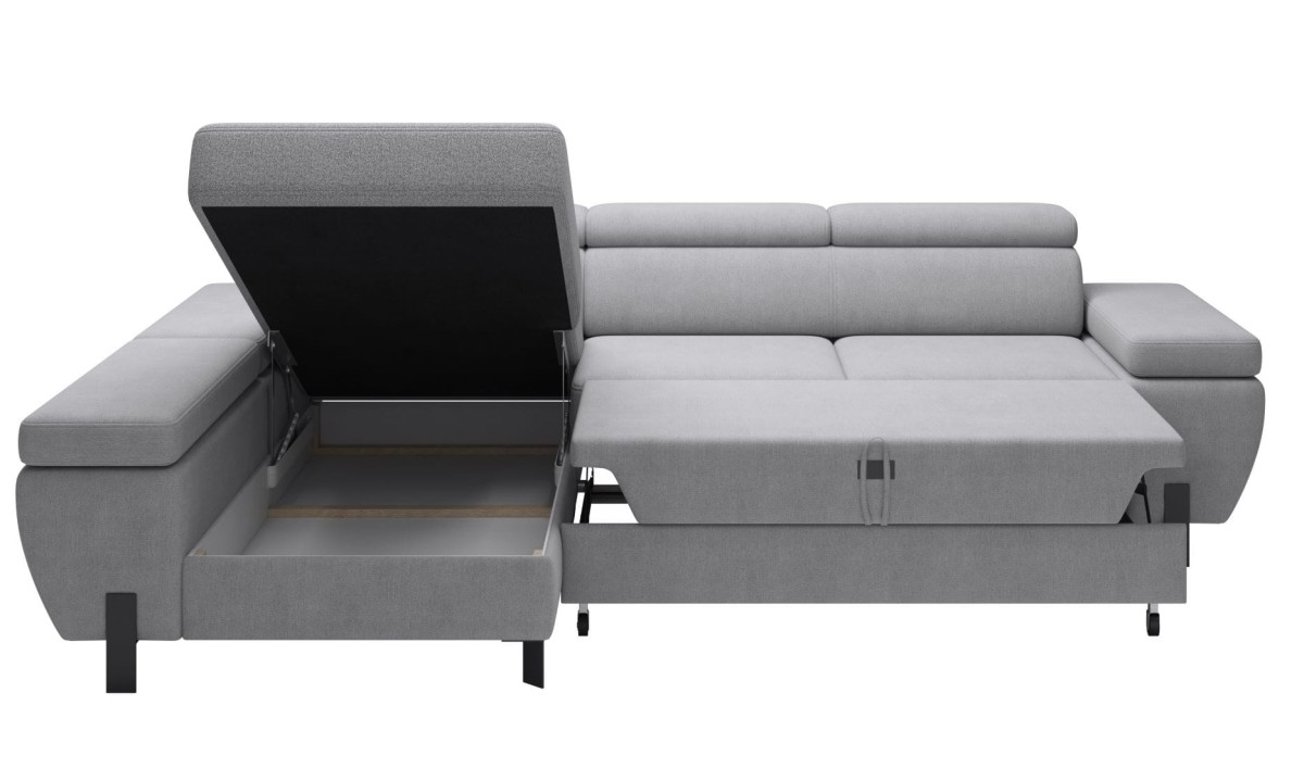 Narożnik Molina Mini Tkanina Arya 9602 Do Salonu Pokoju Z Funkcją Spania Pojemnik na Pościel Metalowe wysokie nogi Czarne Srebrne Styl Nowoczesny LOFT .jpg