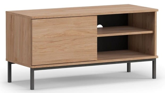 Szafka RTV Stolik Do Salonu Pokoju Pod Telewizor Dąb Wysokie Czarne Nogi LOFT 100 cm QT-04 QUERTY RTV 1D (Natural Rockford Hickory).jpg