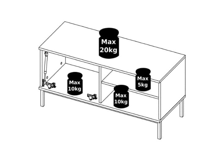 Szafka RTV Stolik Do Salonu Pokoju Pod Telewizor Biała QUERTY RTV 1D(Biały) 100 cm Wysokie Czarne Nogi QT-04 Wymiar 1.jpg
