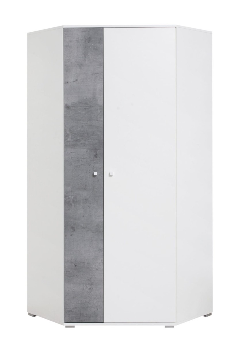 Szafa Narożna SIGMA SI 02 Beton Biały  Lux Szafa Półki Regał Drążek Do Pokoju Młodzieżowego Nowoczesna Duża Drzwi.jpg