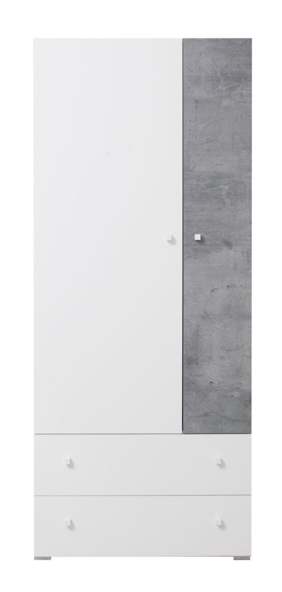 Szafa SIGMA SI 03 Beton Biały  Lux Szafa Półki Regał Drążek Szuflady Dwudrzwiowa Do Pokoju Młodzieżowego Nowoczesna Duża Drzwi.jpg