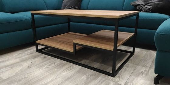 Stolik Kawowy w Stylu LOFT  KORNEL 5 Dąb Craft Złoty do Salonu Industrialny.jpg