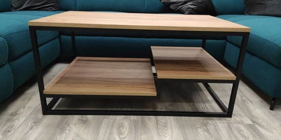 Stolik Kawowy Kornel 5 styl industrialny loft metalowy dwie półki blat Dąb Craft Lefkas Artisan.jpg