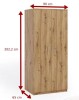 BO SZAFA 2-DRZWIOWA BONO do sypialni drążek półki Szerokość 90 cm Wysokość 202 cm Nowoczesna Garderoba Pokój Wymiary.jpg