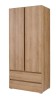 Szafa COSMO C02 Szerokość 92 cm Wysokość 204 cm Dwudrzwiowa z Szufladami Dąb Riviera Mała Do Sypialni Pokoju Młodzieżowa Garderoba Drążek Półki