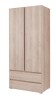 Szafa COSMO C02 Szerokość 92 cm Wysokość 204 cm Dwudrzwiowa z Szufladami Dąb Sonoma Mała Do Sypialni Pokoju Młodzieżowa Garderoba Drążek Półki