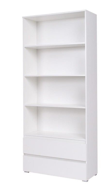 Regał COSMO C03 Szerokość 92 cm Wysokość 204 cm Nowoczesny Do Salonu Pokoju Dziecka Pojemny Młodzieżowy 2-Szuflady Półki Biały