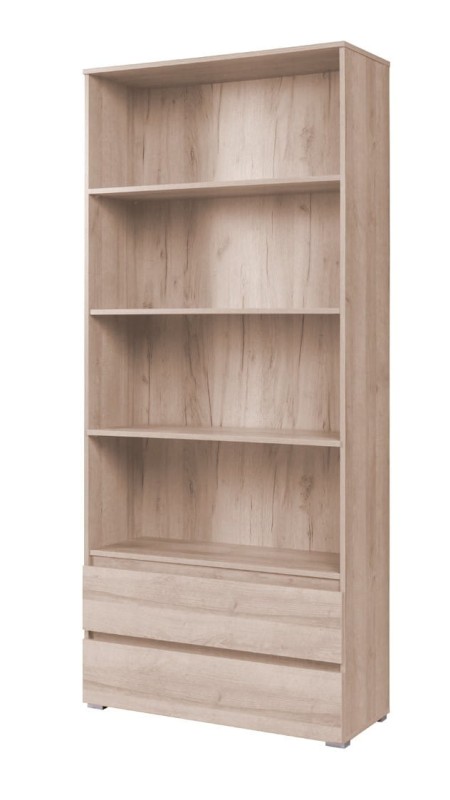 Regał COSMO C03 Szerokość 92 cm Wysokość 204 cm Nowoczesny Do Salonu Pokoju Dziecka Pojemny Młodzieżowy 2-Szuflady Półki Dąb Sonoma