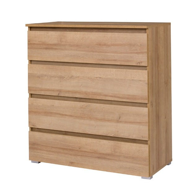 Komoda COSMO C04 Szerokość 92 cm Wysokość 97 cm Dąb Riviera 4-Szuflady Do Salonu Sypialni Pokoju Dziecka Młodzieżowa Pojemna Niska Wysoka