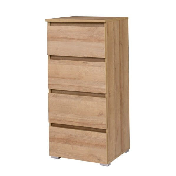 Komoda COSMO C07 Szerokość 45 cm Wysokość 97 cm Dąb  Riviera Wąska 4-Szuflady Do Sypialni Salonu Pokoju Dziecka Młodzieżowa Mała Pojemna Nowoczesna