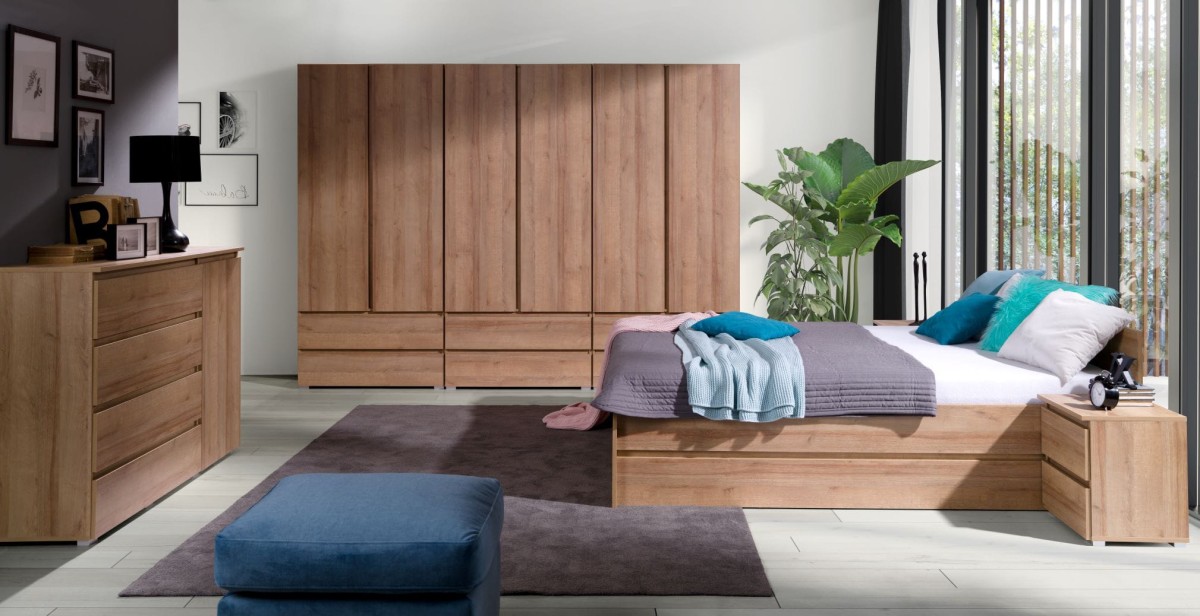 Sypialnia COSMO Łóżko Szafa Szafka Nocna Stolik Komoda Dąb RIVIERA m.jpg
