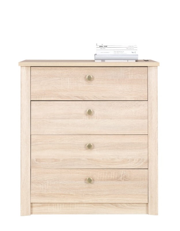 Komoda FINEZJA F 9 Szerokość 80 Wysokość 86 cm 4-Szuflady Do Sypialni Salonu Pokoju Dąb Sonoma Tradycyjna Klasyczna Nowoczesna