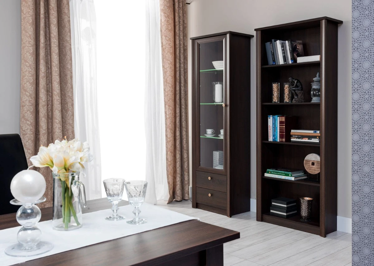 Zestaw Mebli Do Salonu Pokoju Finezja- dąb sonoma czekolada Regał Witryna Klasyczny.jpg