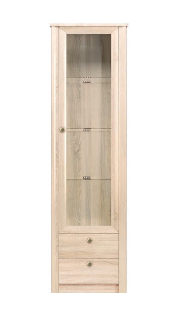 Witryna FINEZJA F 23 Wąska 62 cm Słupek 2-Szuflady Do Salonu Pokoju Gościnnego Dąb Sonoma Klasyczna Tradycyjna Nowoczesna