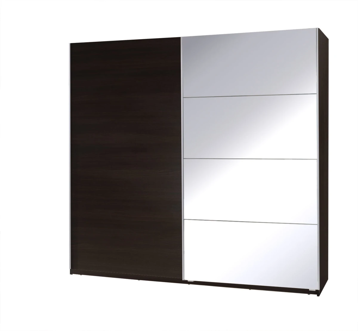 Szafa Przesuwna TWISTER 3 Szerokość 225 cm Wysokość 211 cm Front Lustro  Kasztan Wenge Półki Drążek Do Sypialni Garderoba.jpg