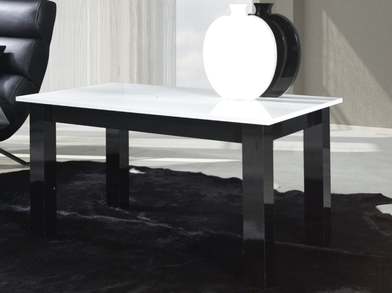 T 24 - bialy polysk czarny polysk Stolik Kawowy T24 Do Salonu Nowoczesny Nogi Czarny Połysk Blat Biały Połysk Ława Pokoju Poczekalni Gabinetu Prostokątny Prosty Szerokość 102 Wysokość 62 cm.jpg