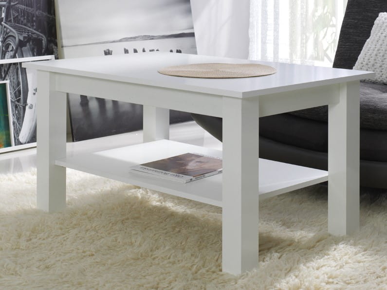 Stolik Kawowy T21 Do Salonu Nowoczesny Nogi Biały Połysk Blat i Półka Biały Mat Ława Pokoju Poczekalni Gabinetu Prostokątny Prosty Szerokość 102 Wysokość 52 cm Praktyczna Uniwersalna Półka .jpg