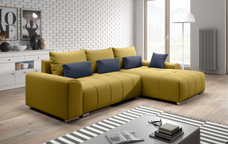 NAROŻNIK ASTON Uniwersalny Żółty w tkaninie Metro 45 poduszki 77.jpg