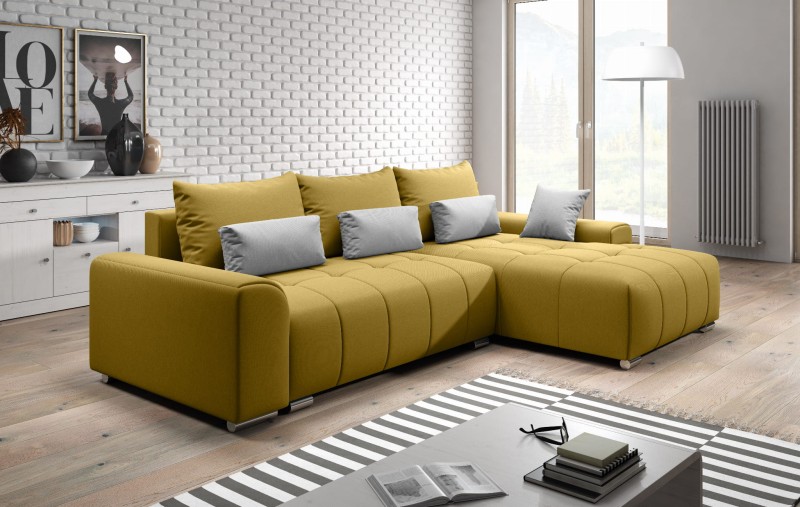 NAROŻNIK ASTON Uniwersalny Żółty w tkaninie Metro 45 poduszki 84.jpg