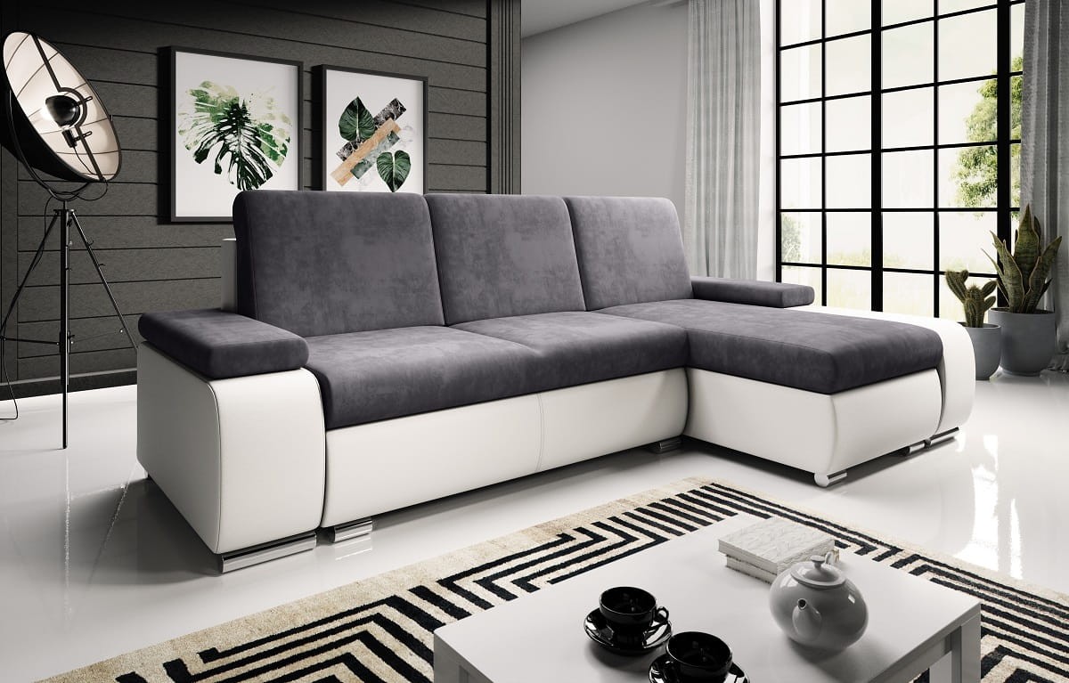 Narożnik LATE Do Salonu Funkcja Spania Sprężyna BONELL Na Całej Powierzchni Spania Pojemnik Na Pościel Nowoczesny Poduszki Pokoju Młodzieżowy Mały Dwa Pojemniki Madryt biały Kronos 22.jpg