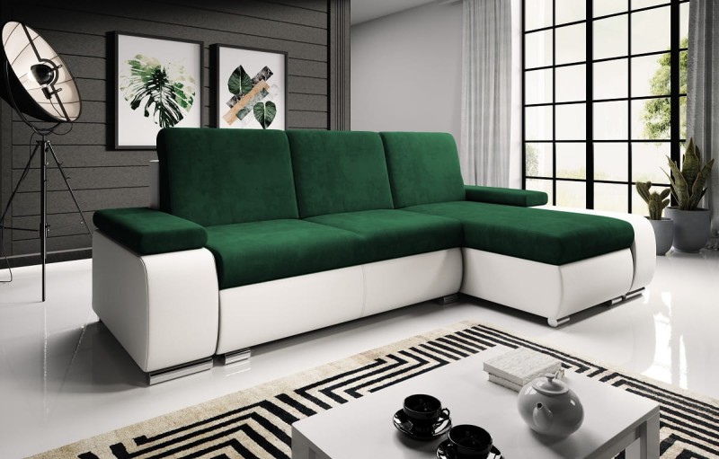 NAROŻNIK LATE Madryt biały Kronos 19 Zielony Butelkowa Zieleń.jpg