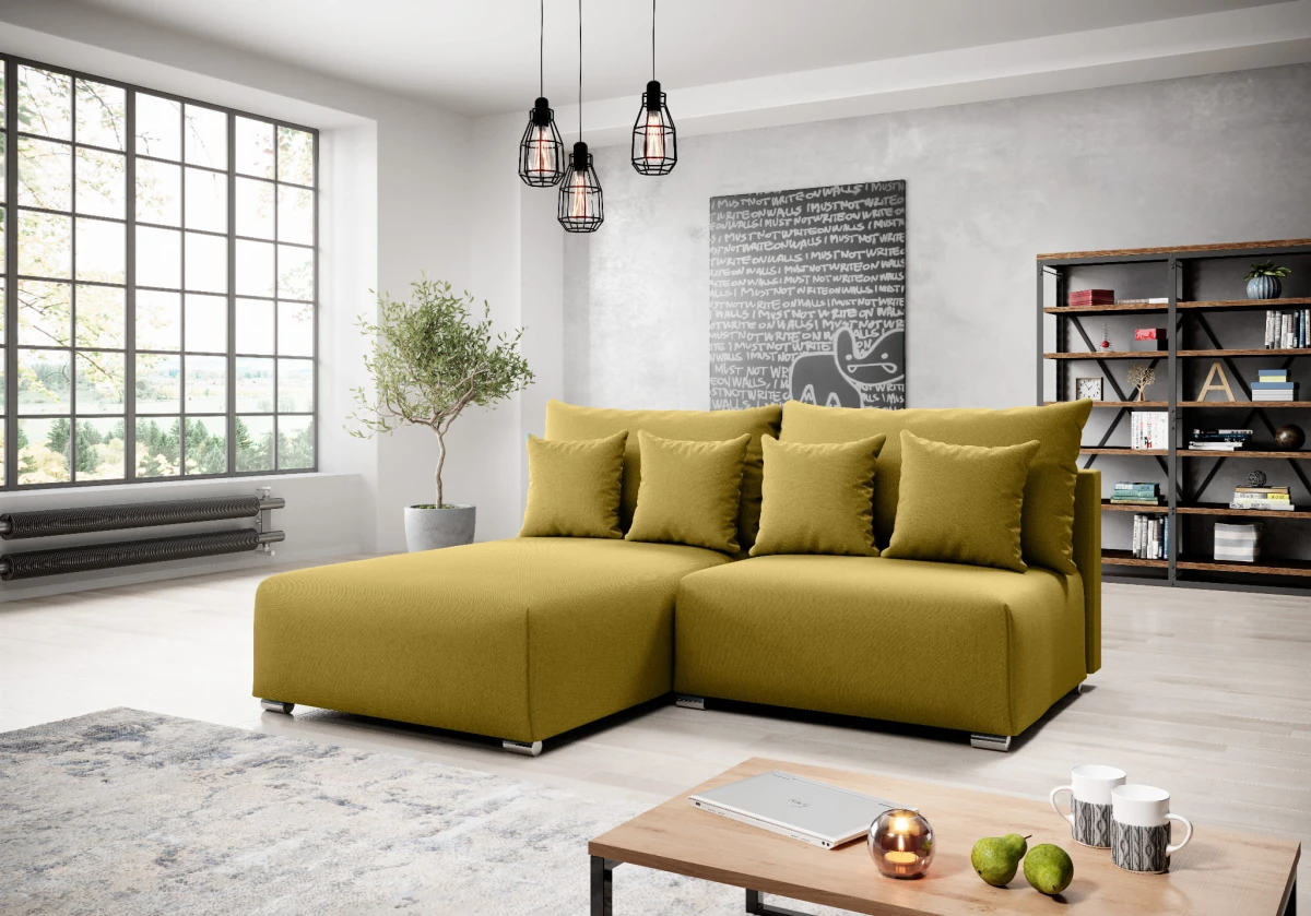 Metro 45 Narożnik ERIC Mały Nowoczesny Do Pokoju Salonu  Poduszki Funkcja Spania Pojemnik Na Pościel Żółty Yellow.jpg