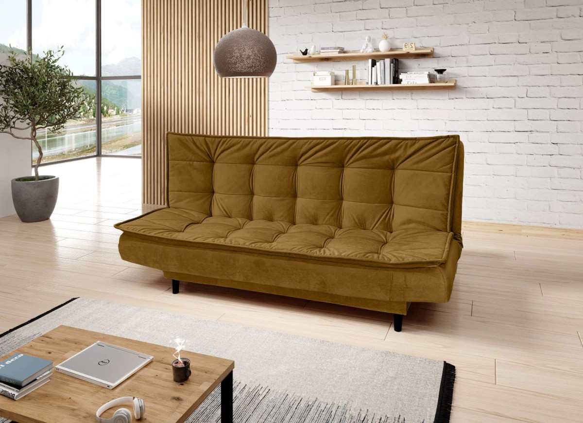 Wersalka Sofa Kanapa LORA Nowoczesna Tkanina Monolith 48 Żółty Miodowy.jpg